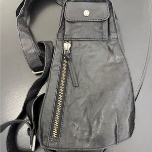 Free People Black Leather Crossbody Bag